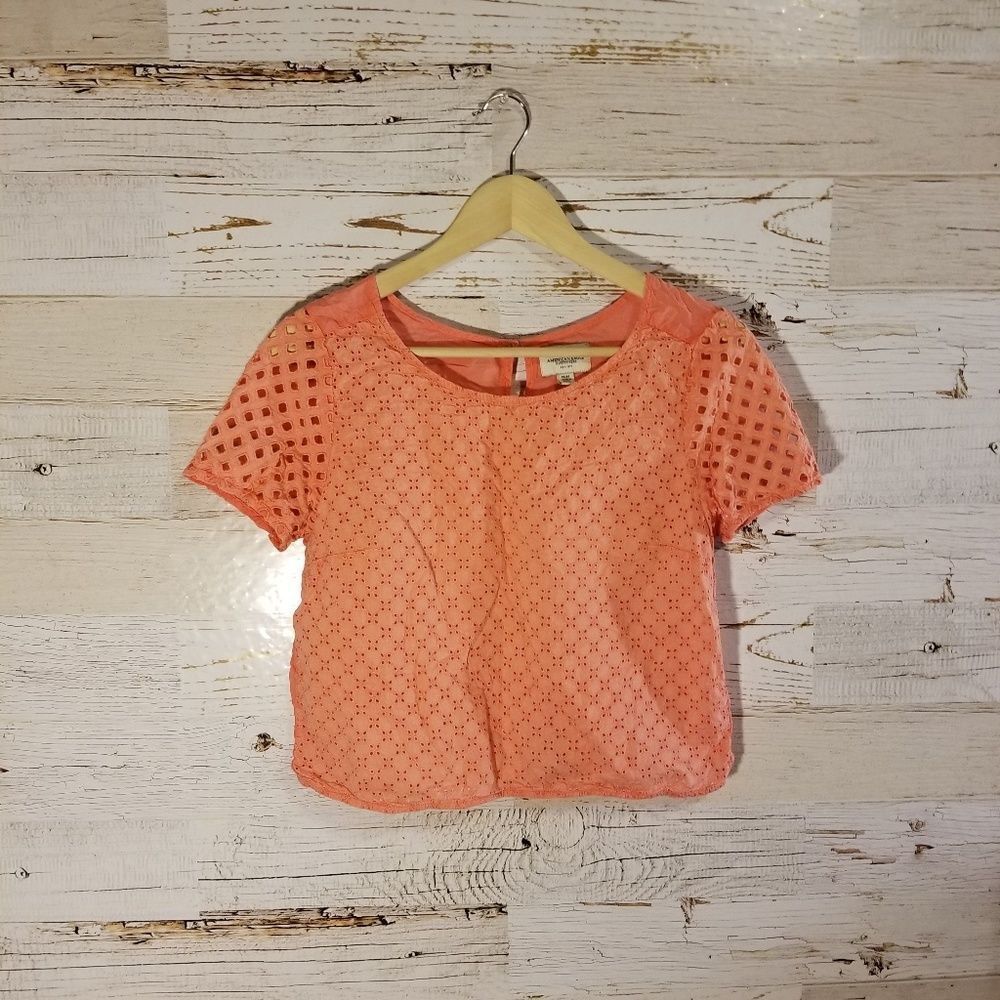 American Eagle‎ Outfitters coral short sleeve top